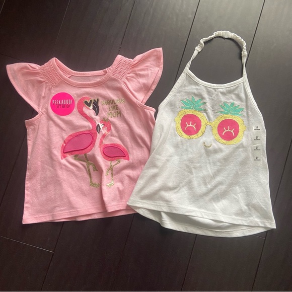 NWT The Children’s Place Toddler girl glitter tank & t-shirt set size 2T - Picture 1 of 6